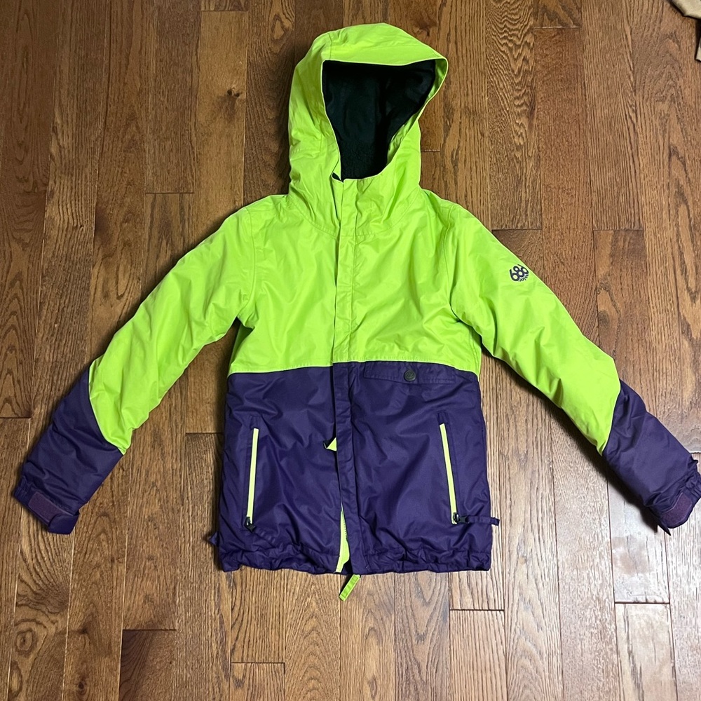 686 Youth Girls Insulated Jacket Skiing Snowboarding Winter Medium Purple & Lime